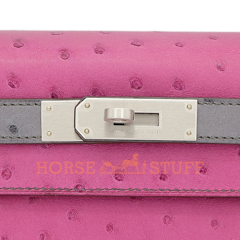 Hermès Kelly Sellier 28 Special Order HSS Rose Pourpre / Gris Agate Ostrich BPHW