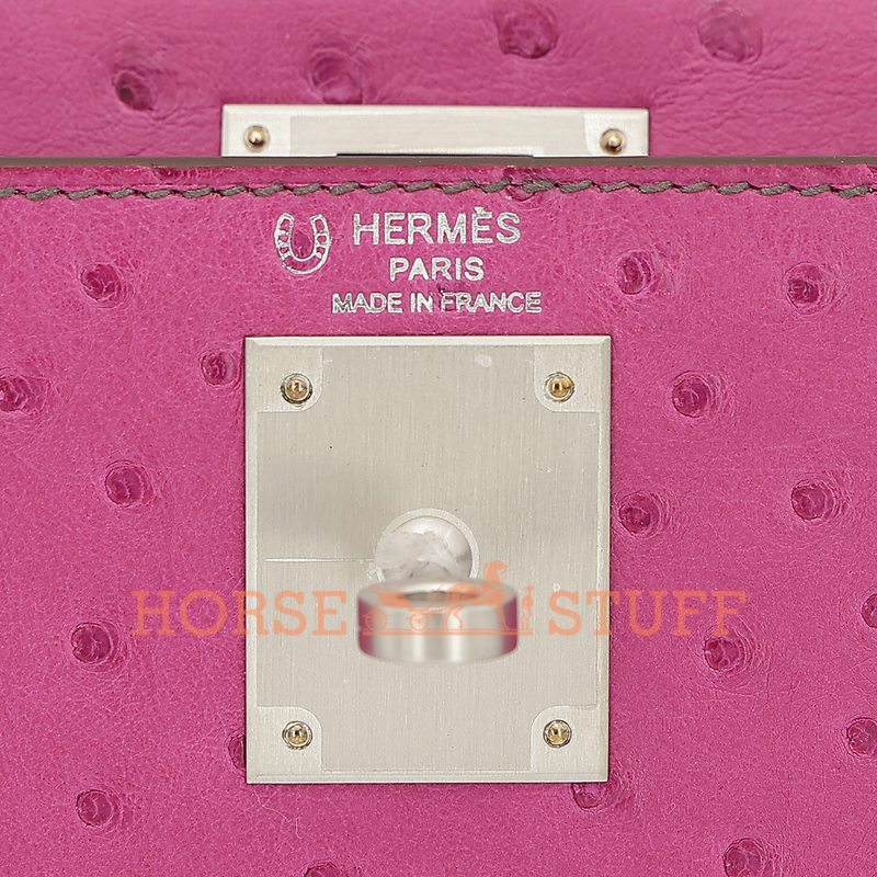 Hermès Kelly Sellier 28 Special Order HSS Rose Pourpre / Gris Agate Ostrich BPHW