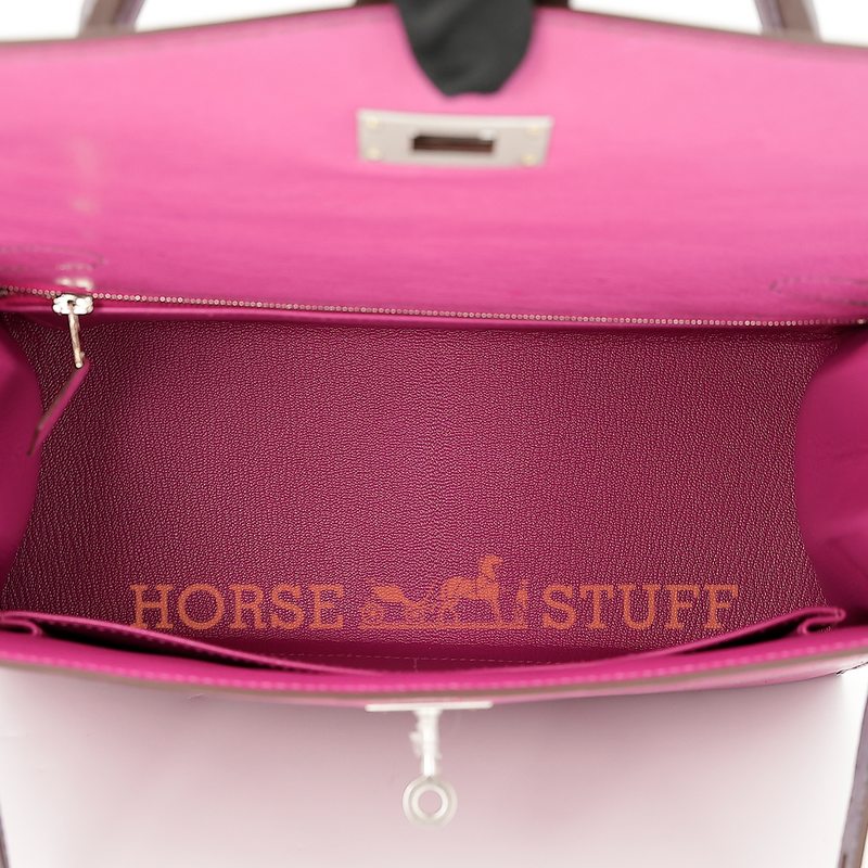 Hermès Kelly Sellier 28 Special Order HSS Rose Pourpre / Gris Agate Ostrich BPHW