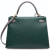 Hermès Kelly Sellier 28 Special Order HSS Vert Titien / Gris Agate Ostrich Permabrass