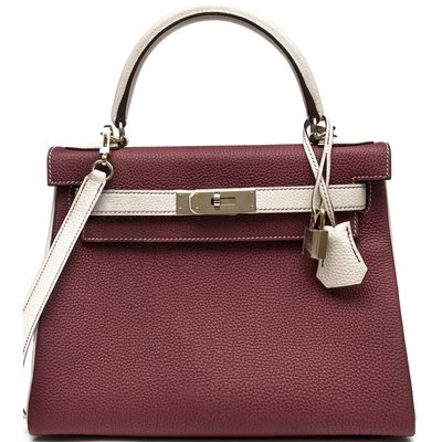 Hermès Kelly Retourne 28 Special Order HSS Rubis / Craie Togo Permabrass