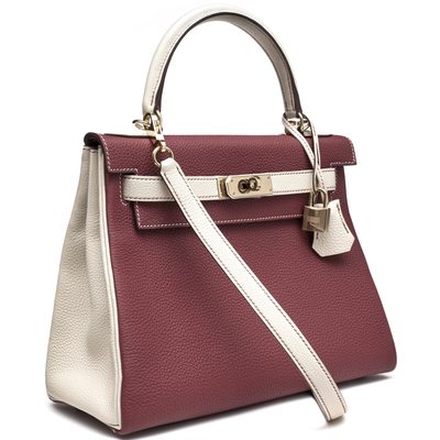 Hermès Kelly Retourne 28 Special Order HSS Rubis / Craie Togo Permabrass
