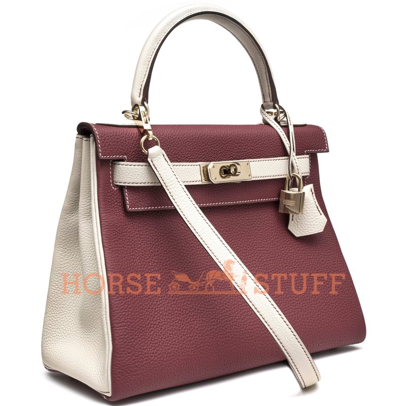 Hermès Kelly Retourne 28 Special Order HSS Rubis / Craie Togo Permabrass