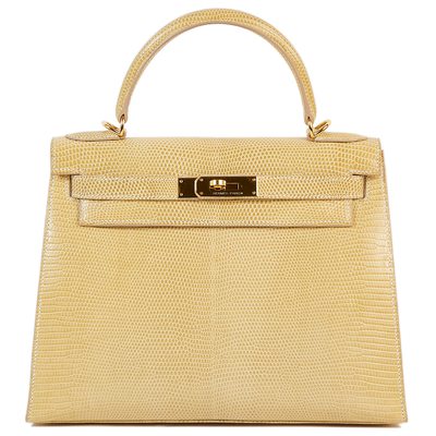 Hermès Kelly Sellier 28 Beige Shiny Niloticus Lizard GHW