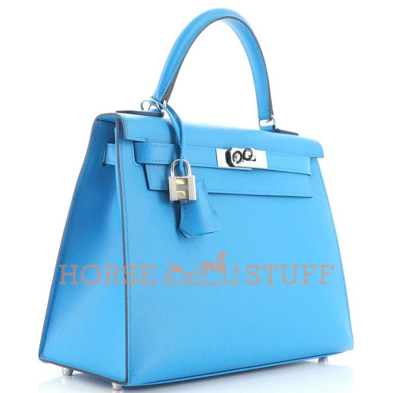 Hermès Kelly Sellier 28 Blue Frida Veau Madame PHW