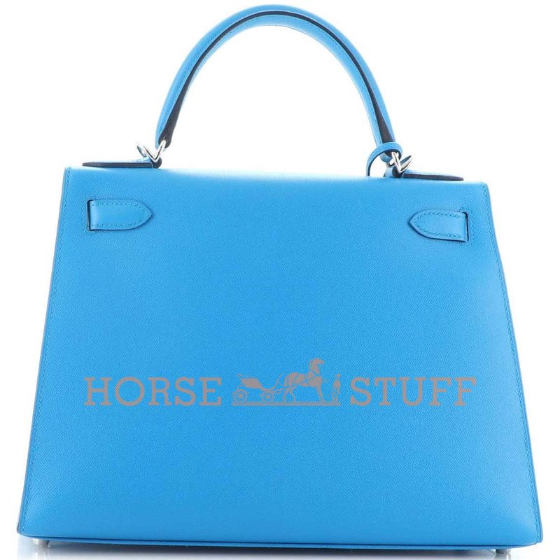 Hermès Kelly Sellier 28 Blue Frida Veau Madame PHW