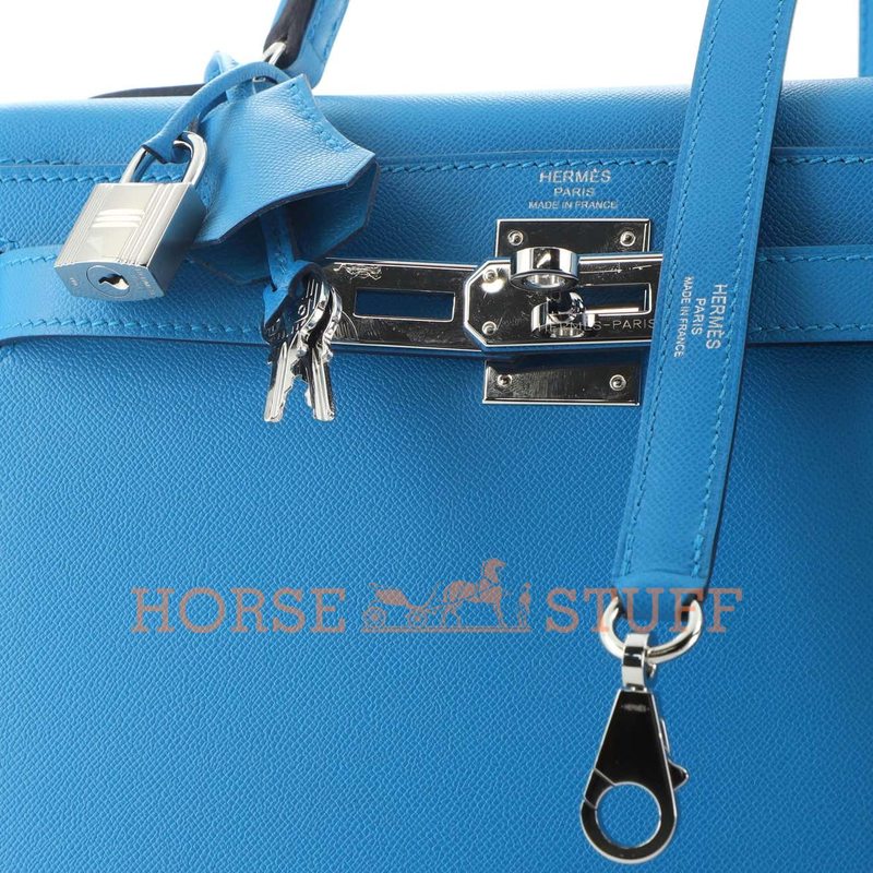 Hermès Kelly Sellier 28 Blue Frida Veau Madame PHW