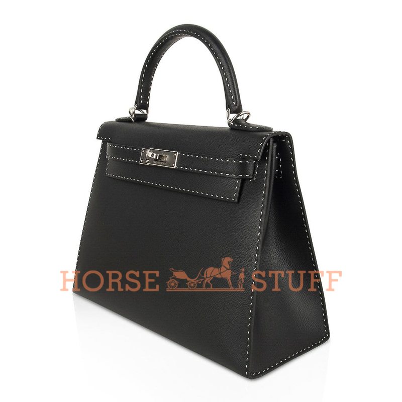 Hermès Kelly Sellier 28 Limited Edition Un Point Sur Deux Black Veau Madame PHW