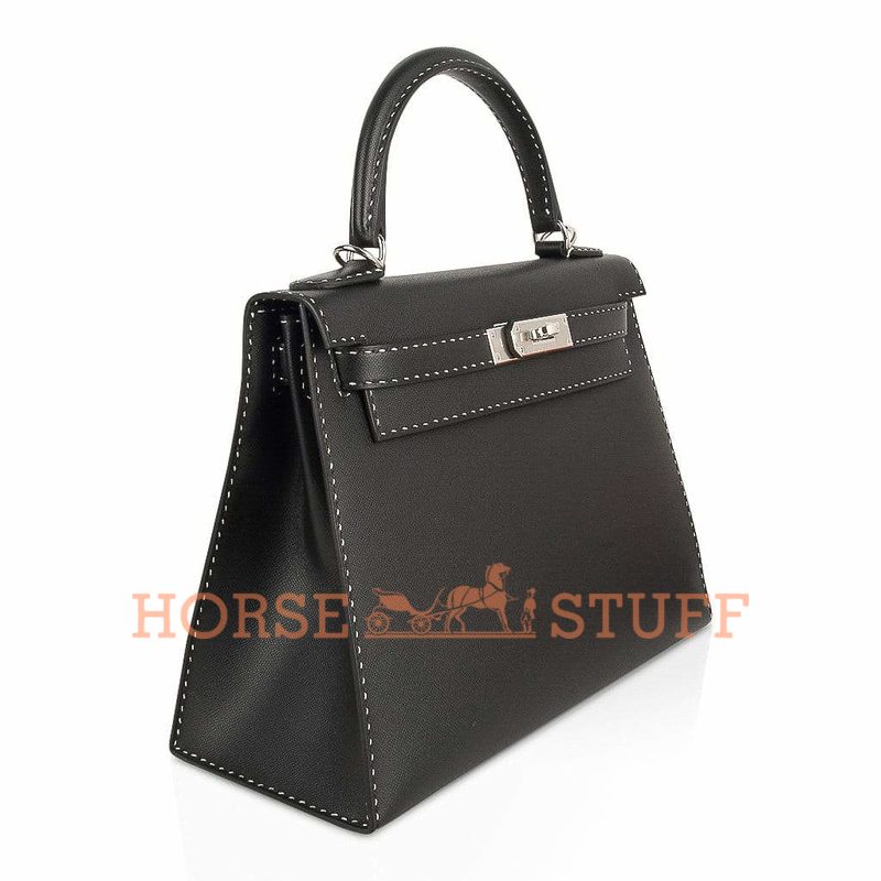 Hermès Kelly Sellier 28 Limited Edition Un Point Sur Deux Black Veau Madame PHW