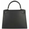 Hermès Kelly Sellier 28 Limited Edition Un Point Sur Deux Black Veau Madame PHW