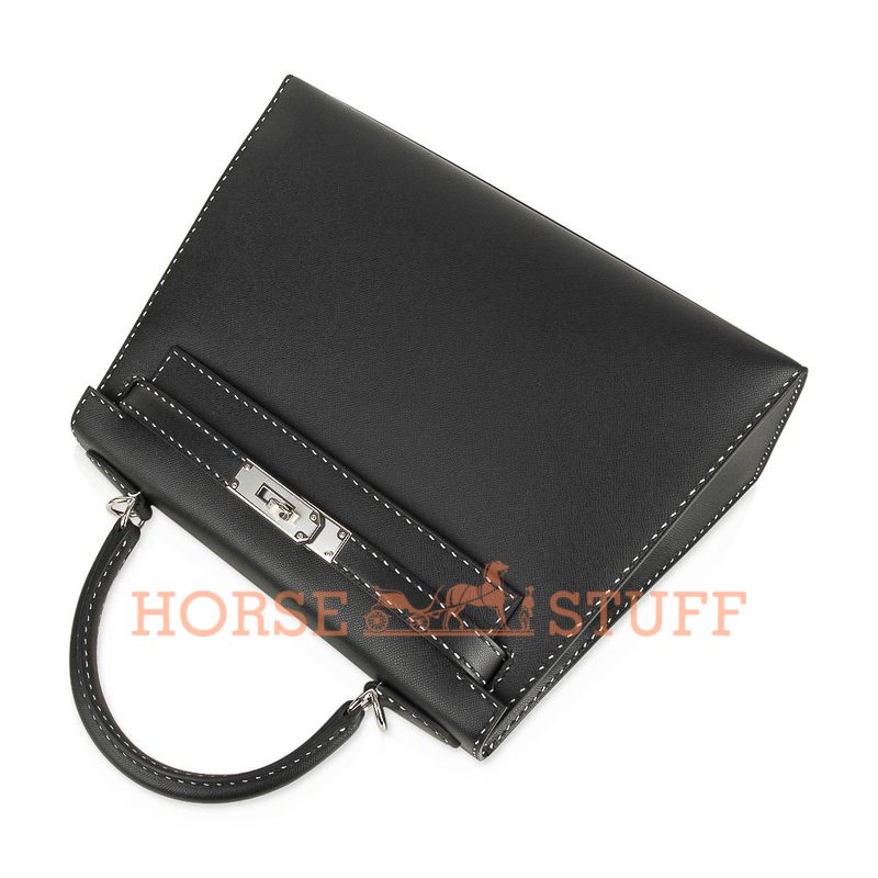 Hermès Kelly Sellier 28 Limited Edition Un Point Sur Deux Black Veau Madame PHW