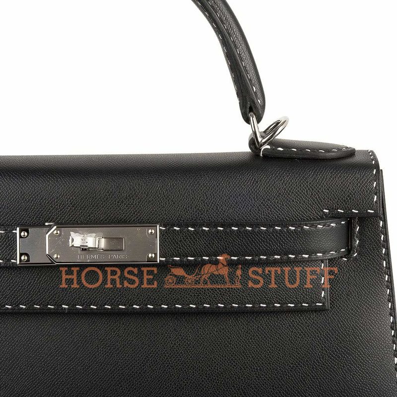 Hermès Kelly Sellier 28 Limited Edition Un Point Sur Deux Black Veau Madame PHW