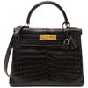 Hermès Kelly Retourne 28 Black Matte Crocodile Niloticus GHW