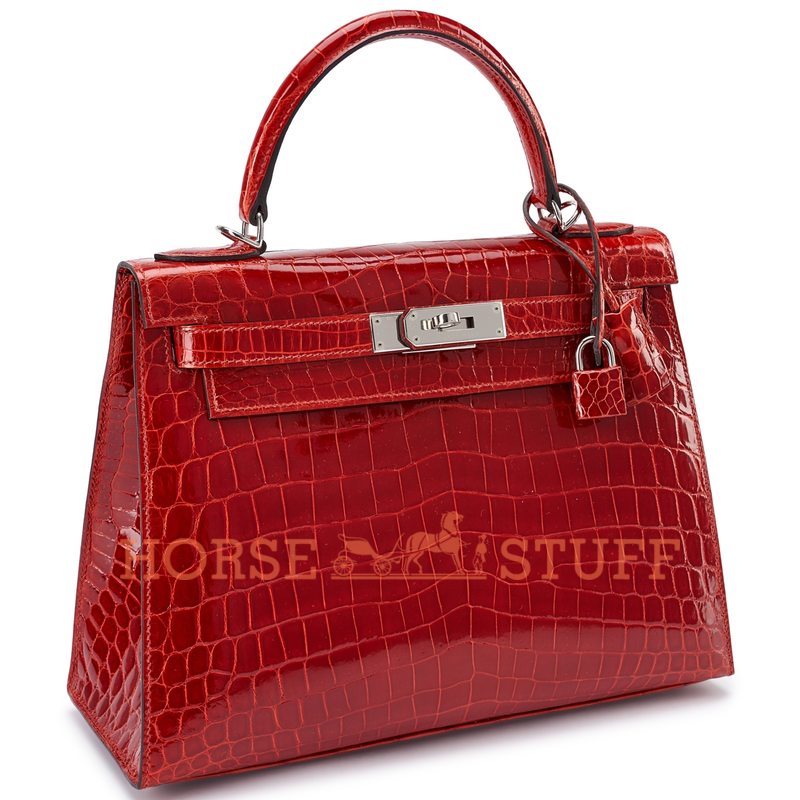 Hermès Kelly Sellier 28 Braise Lisse Crocodile Niloticus PHW