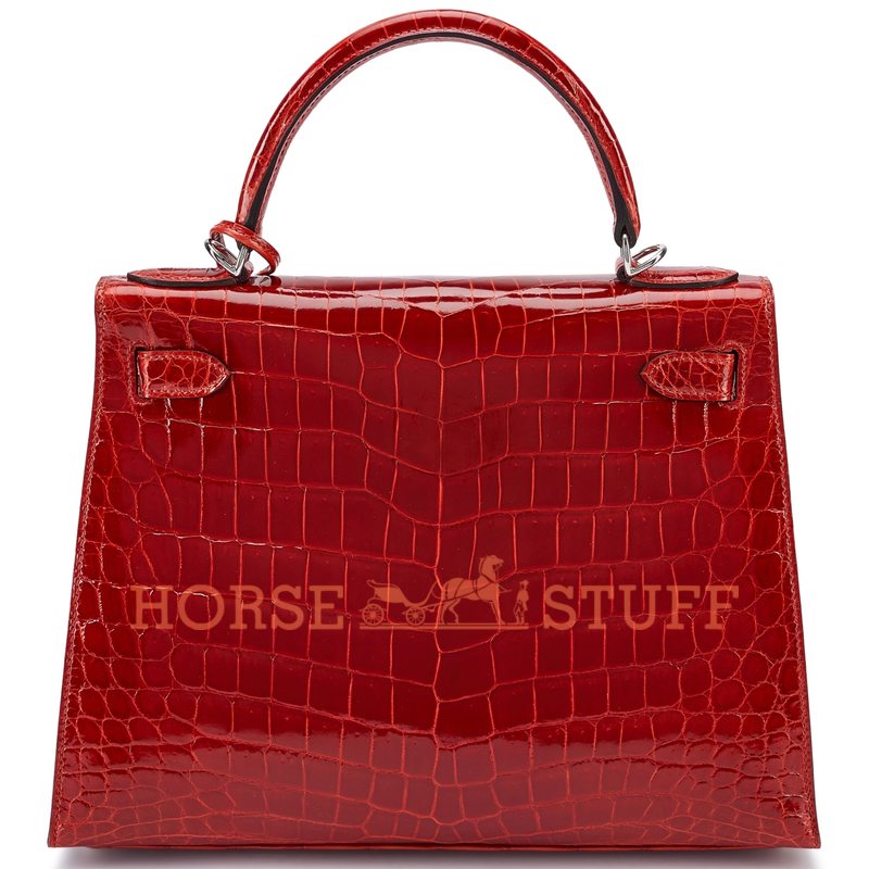 Hermès Kelly Sellier 28 Braise Lisse Crocodile Niloticus PHW