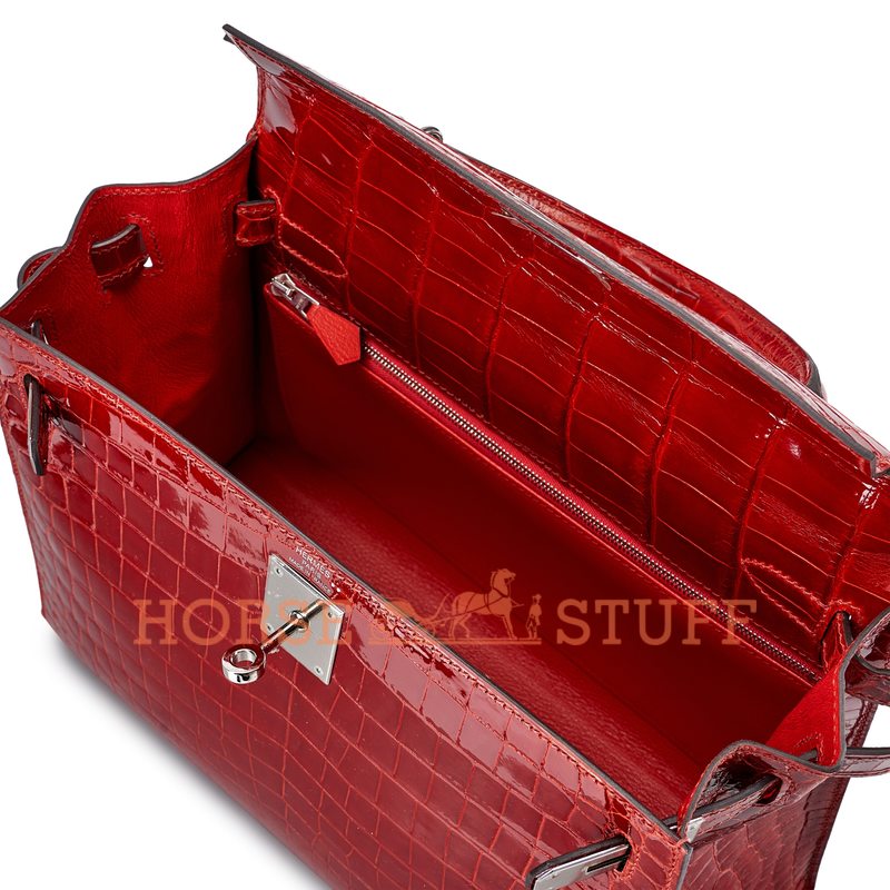 Hermès Kelly Sellier 28 Braise Lisse Crocodile Niloticus PHW