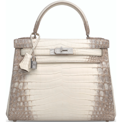 Hermès Kelly Retourne 28 Blanc Himalayan Crocodile Niloticus White 18K Gold, Diamonds