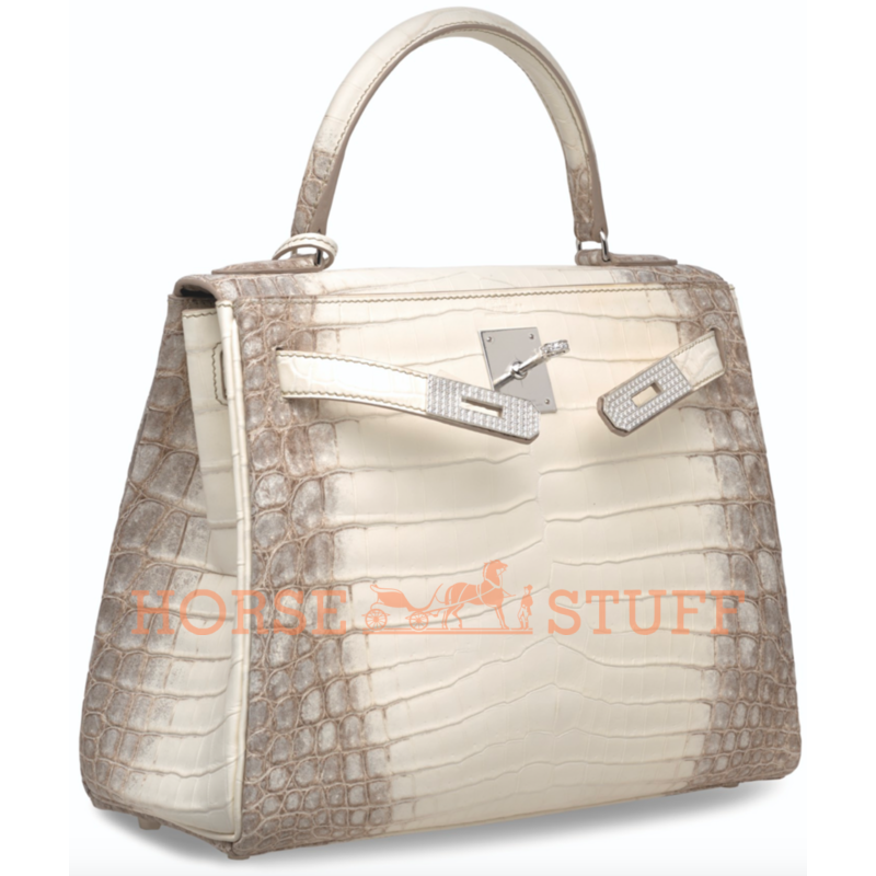 Hermès Kelly Retourne 28 Blanc Himalayan Crocodile Niloticus White 18K Gold, Diamonds