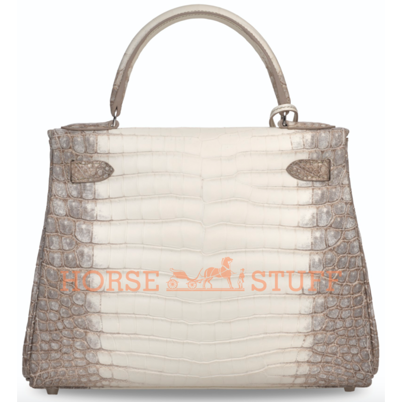 Hermès Kelly Retourne 28 Blanc Himalayan Crocodile Niloticus White 18K Gold, Diamonds