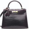 Hermès Kelly Sellier 28 Prunoir Lisse Crocodile Niloticus GHW