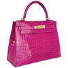 Hermès Kelly Sellier 28 Rose Scheherazade Lisse Crocodile Niloticus GHW