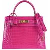 Hermès Kelly Sellier 28 Rose Scheherazade Lisse Crocodile Niloticus GHW