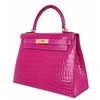 Hermès Kelly Sellier 28 Rose Scheherazade Lisse Crocodile Niloticus GHW