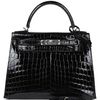 Hermès Kelly Sellier 28 Black Lisse Crocodile Niloticus PHW