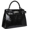 Hermès Kelly Sellier 28 Black Lisse Crocodile Niloticus PHW