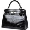 Hermès Kelly Sellier 28 Black Lisse Crocodile Niloticus PHW