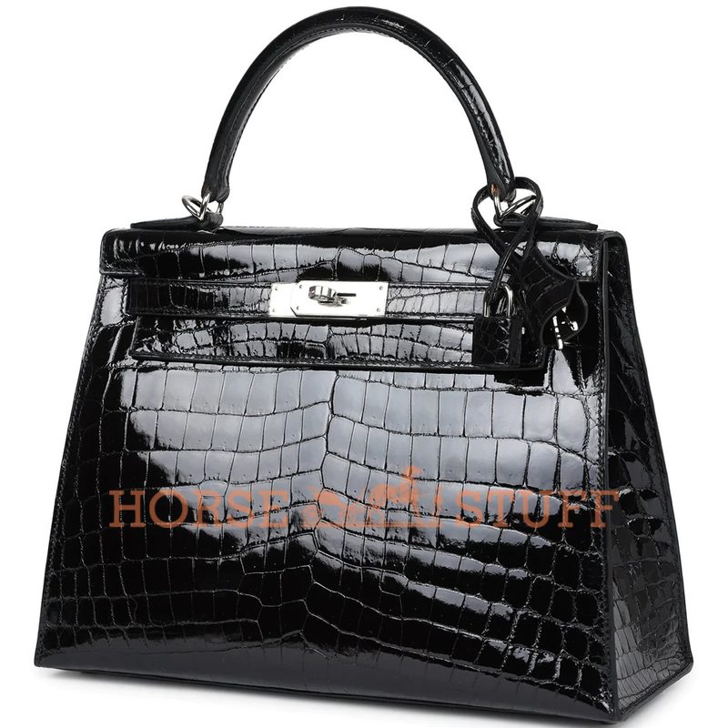 Hermès Kelly Sellier 28 Black Lisse Crocodile Niloticus PHW