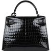 Hermès Kelly Sellier 28 Black Lisse Crocodile Niloticus PHW