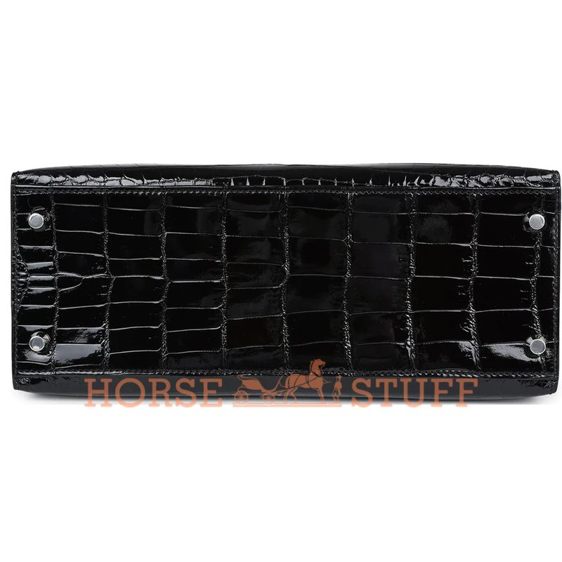 Hermès Kelly Sellier 28 Black Lisse Crocodile Niloticus PHW