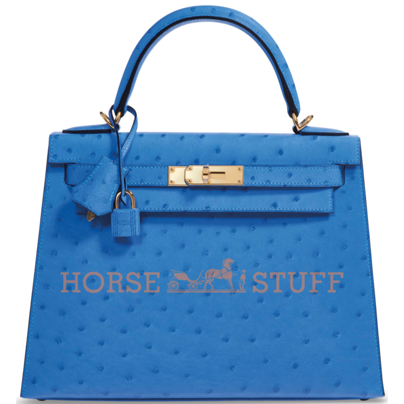 Hermès Kelly Sellier 28 Bleuet Ostrich GHW