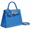 Hermès Kelly Sellier 28 Bleuet Ostrich GHW