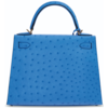 Hermès Kelly Sellier 28 Bleuet Ostrich GHW