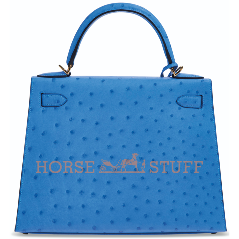 Hermès Kelly Sellier 28 Bleuet Ostrich GHW