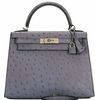 Hermès Kelly Sellier 28 Gris Agate Ostrich PHW