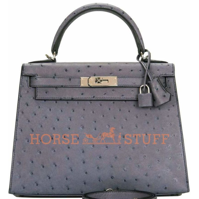 Hermès Kelly Sellier 28 Gris Agate Ostrich PHW