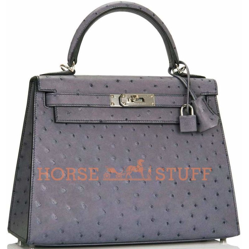 Hermès Kelly Sellier 28 Gris Agate Ostrich PHW