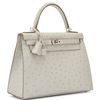 Hermès Kelly Sellier 28 Gris Perle Ostrich PHW