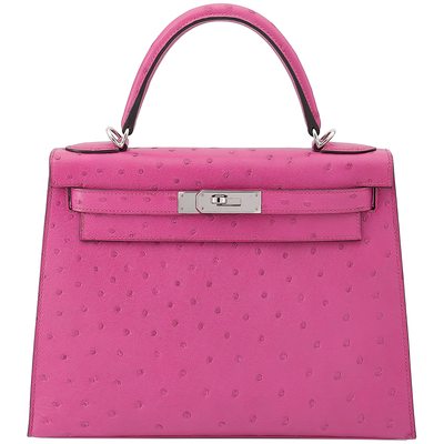 Hermès Kelly Sellier 28 Rose Pourpre Ostrich PHW