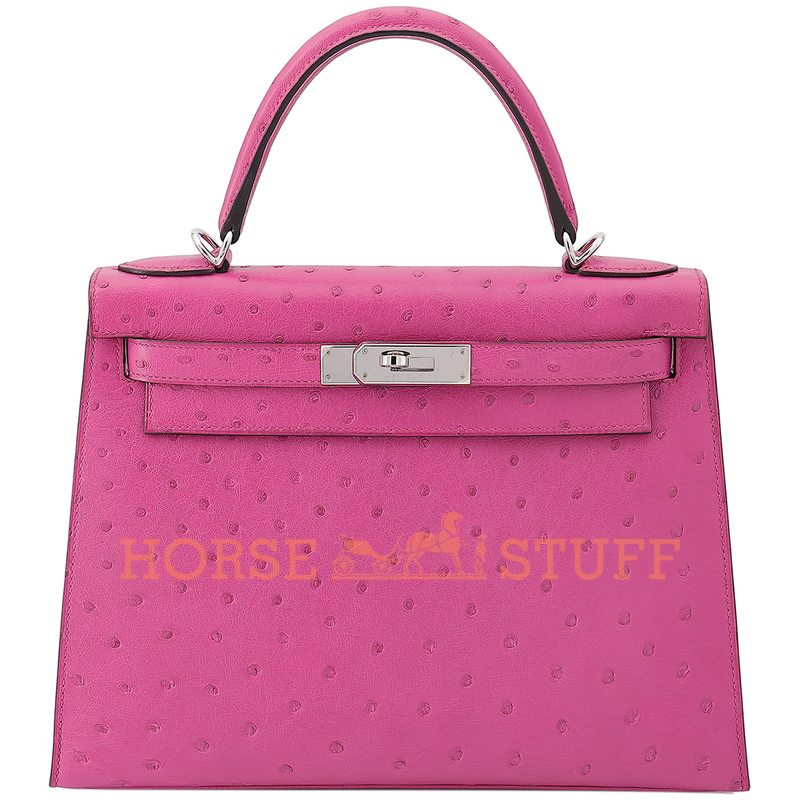 Hermès Kelly Sellier 28 Rose Pourpre Ostrich PHW