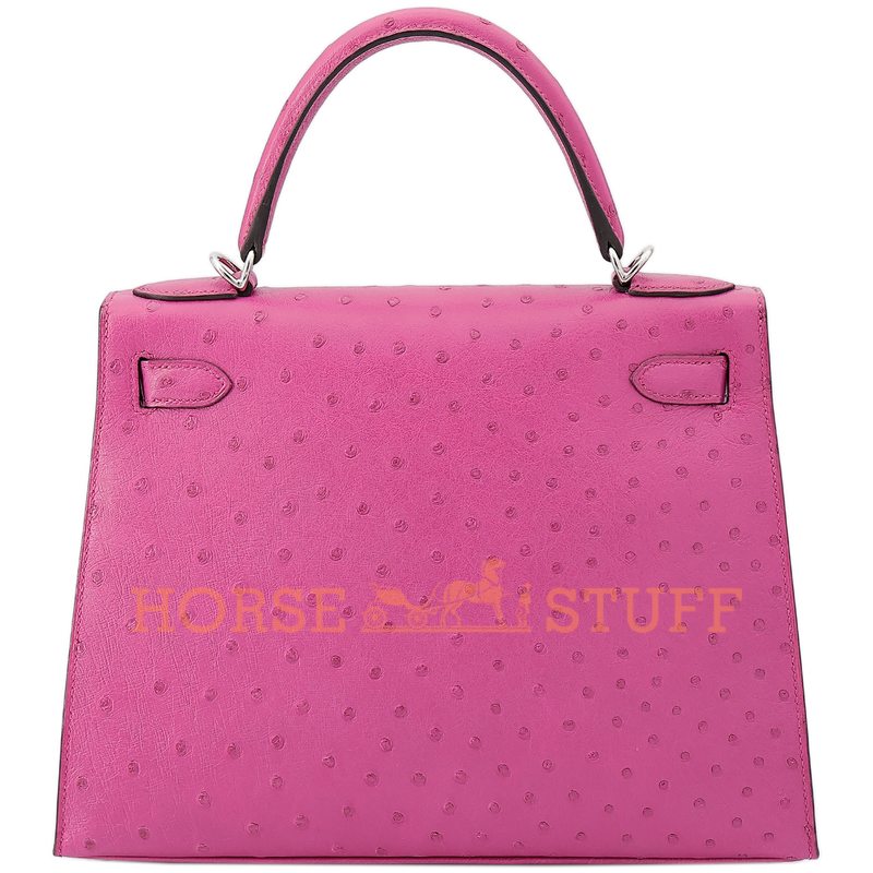 Hermès Kelly Sellier 28 Rose Pourpre Ostrich PHW