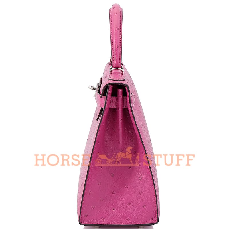 Hermès Kelly Sellier 28 Rose Pourpre Ostrich PHW