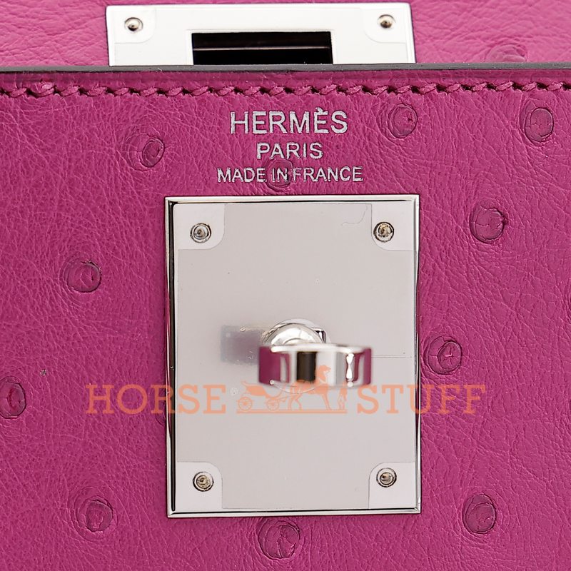 Hermès Kelly Sellier 28 Rose Pourpre Ostrich PHW