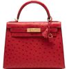 Hermès Kelly Sellier 28 Rouge Vif Ostrich GHW