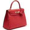 Hermès Kelly Sellier 28 Rouge Vif Ostrich GHW