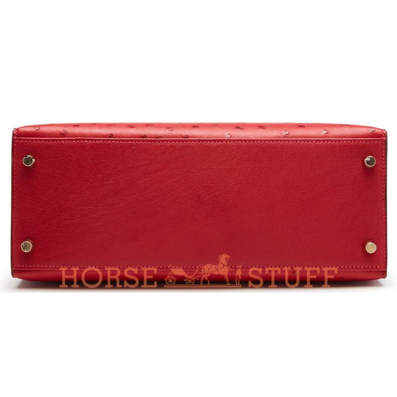 Hermès Kelly Sellier 28 Rouge Vif Ostrich GHW