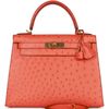 Hermès Kelly Sellier 28 Tangerine Ostrich GHW